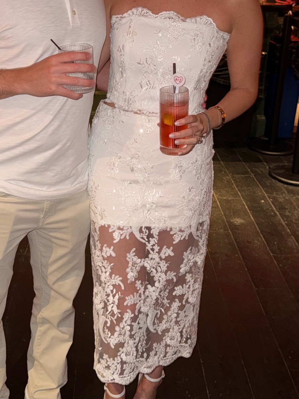 Alice and Olivia Lace Overlay Pencil Skirt in Ivory - Picture 6 of 6